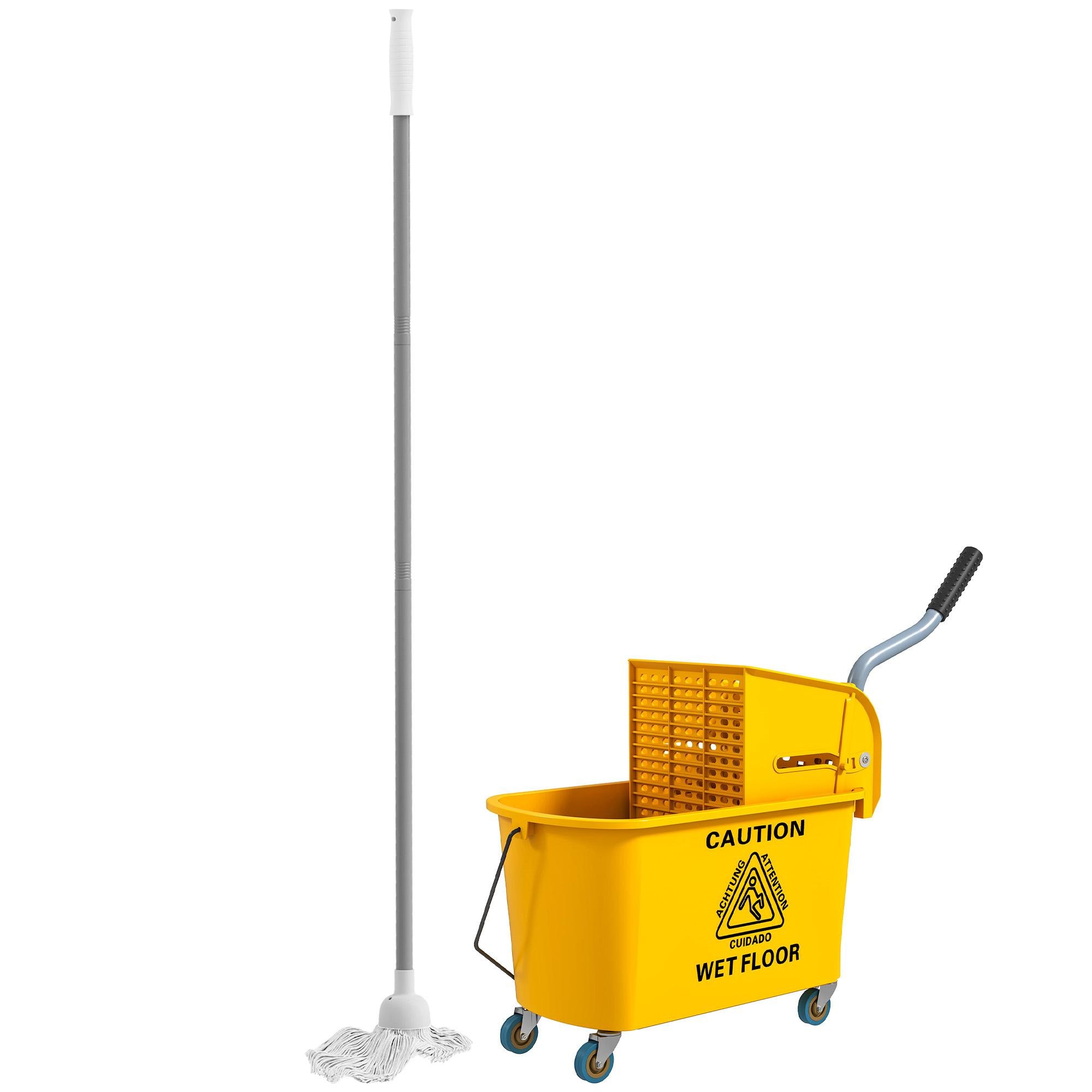 Yellow 21.2 Quart Mop Bucket with Side Press Wringer