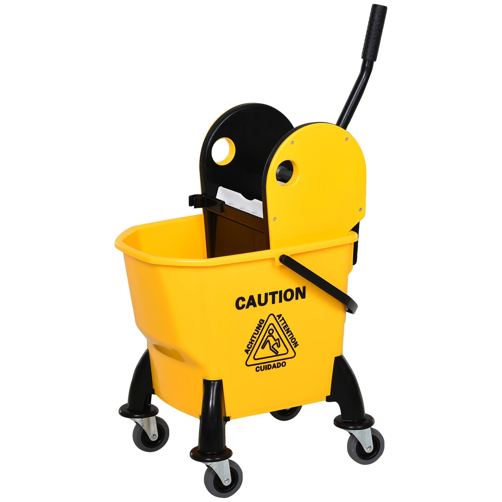 Yellow 26 Litre Mop Bucket with Wringer and Wheels