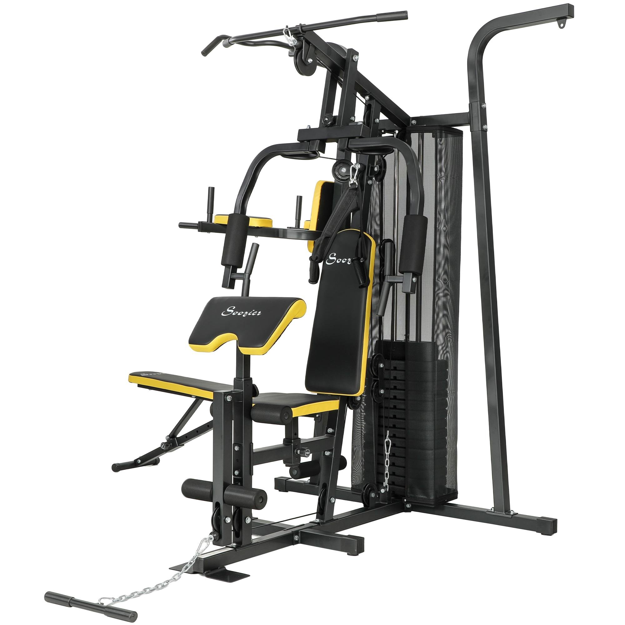 Yellow 152 lb Home Gym with Adjustable Bench