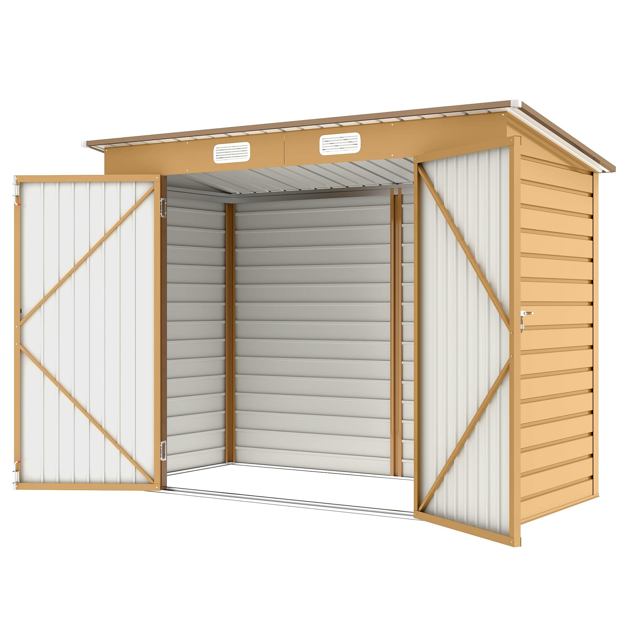 Yellow 8x4 Garden Shed with Double Doors and Vents
