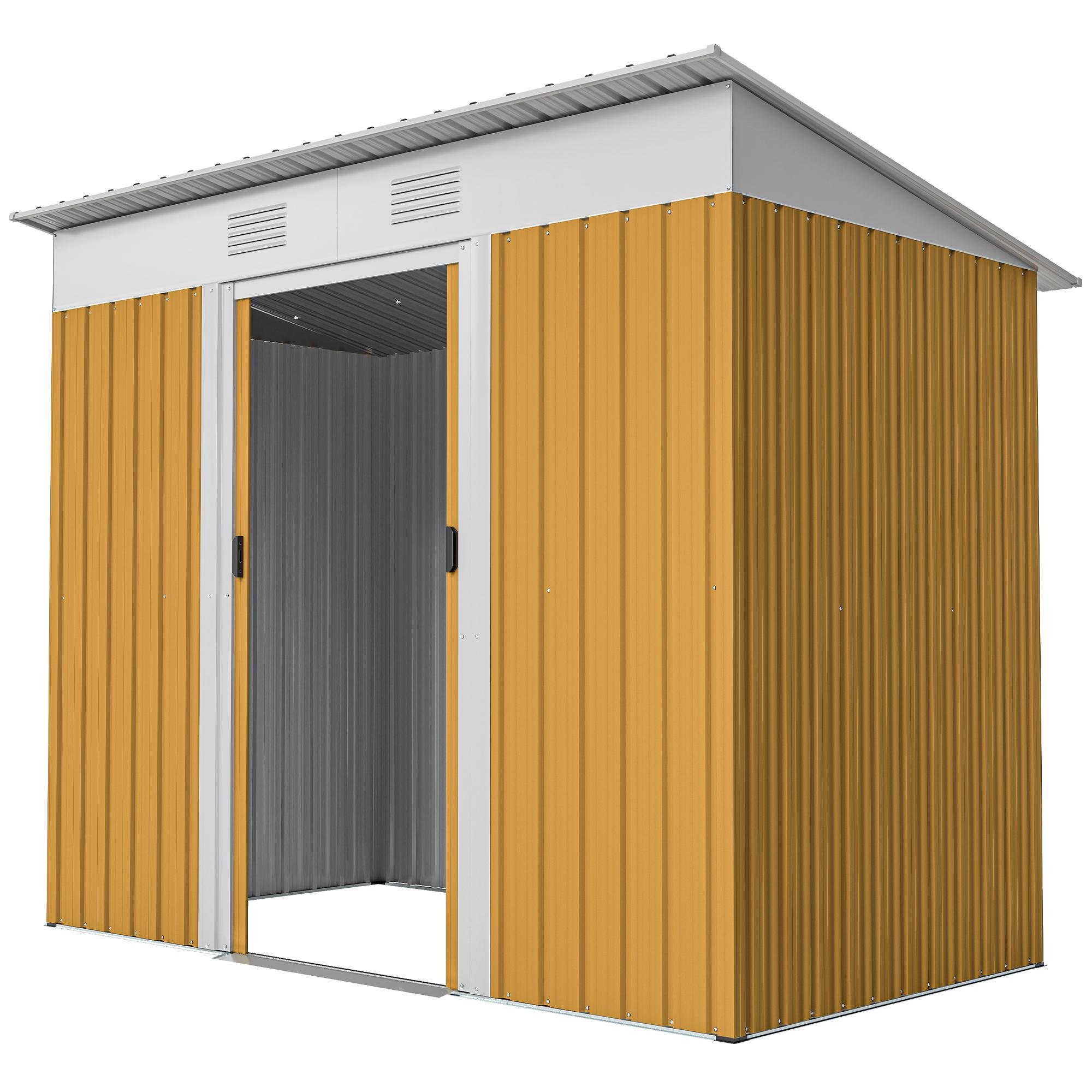 Yellow 7x4 Plastic Shed with Ventilated Storage