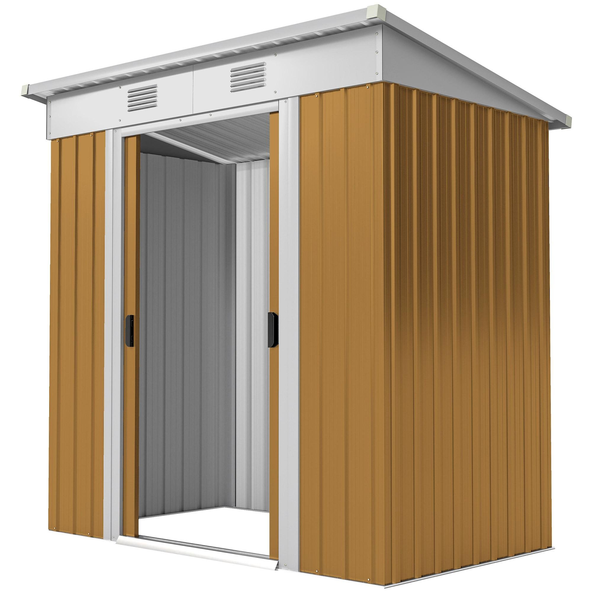 Yellow 6x4 Storage Shed with Lockable Sliding Doors