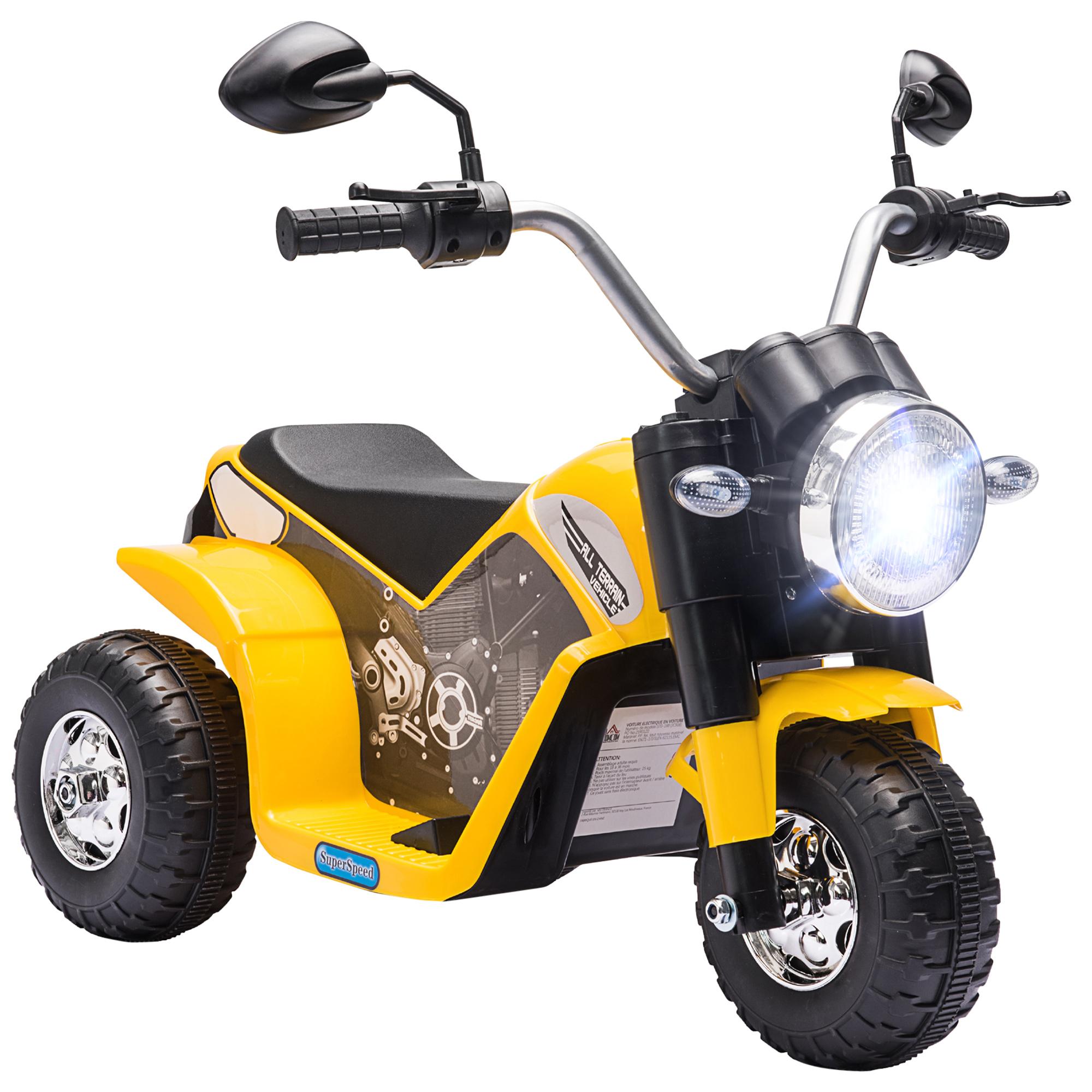 Yellow Toddler Electric Motorcycle with Foot Pedal