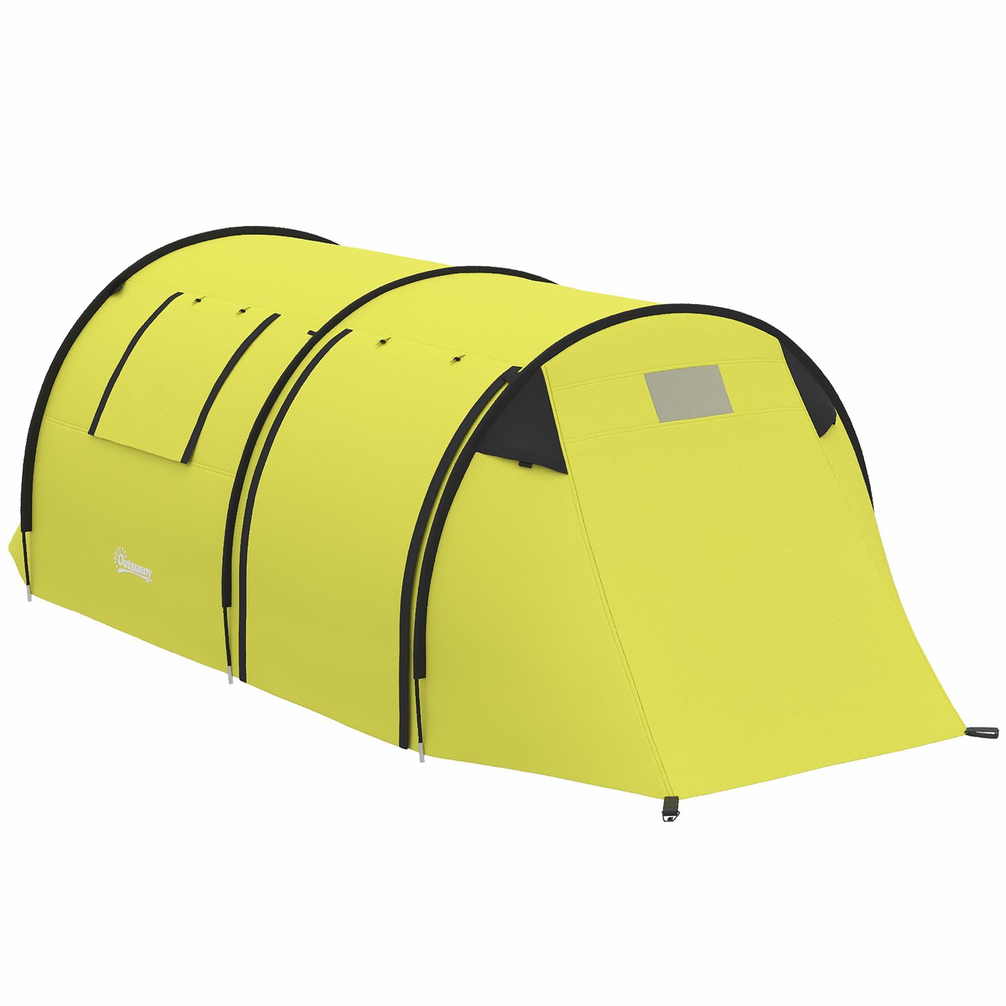 Yellow Two Room Tunnel Tent with 3000 mm Waterproof Shell