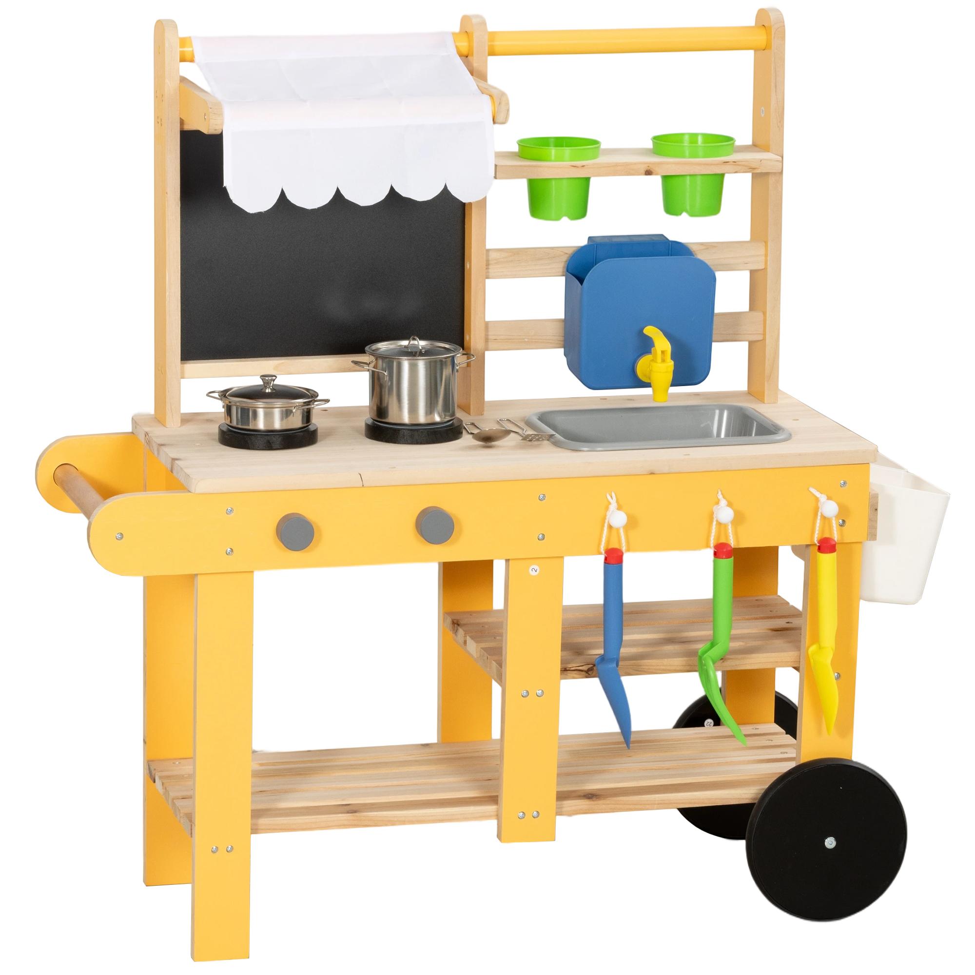 Yellow Fir Wood Mud Kitchen with Working Water Play